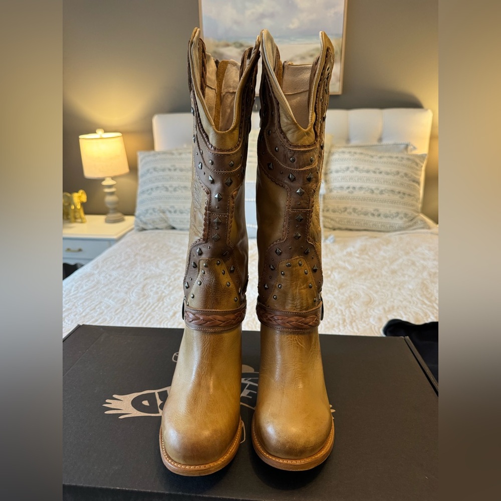 Freebird Brown Leather Studded Boots